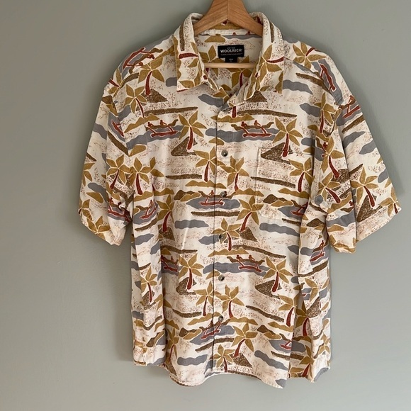 Woolrich Men’s Premium Hawaiian Short Sleeve Button Down Shirt - XL - Picture 1 of 7